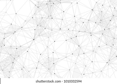 White background with points, lines and triangles polygonal mesh structure