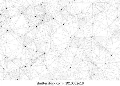 White background with points, lines and triangles polygonal mesh structure