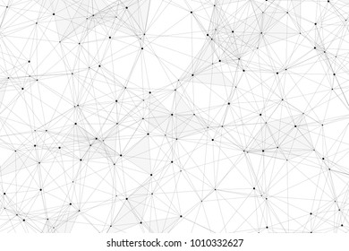 White background with points, lines and triangles polygonal mesh structure