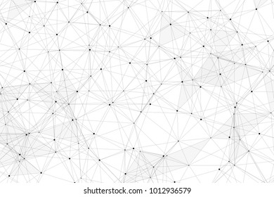 White background with points, lines and triangles polygonal mesh structure
