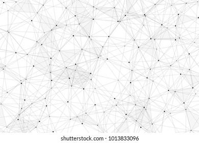 White background with points, lines and triangles polygonal mesh structure