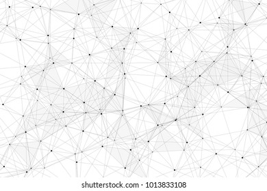 White background with points, lines and triangles polygonal mesh structure