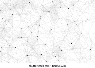White background with points, lines and triangles polygonal mesh structure