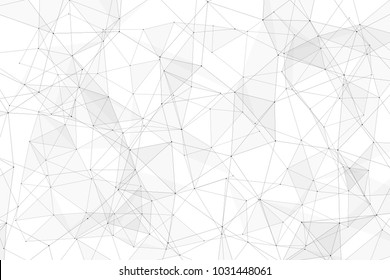 White background with points, lines and triangles polygonal mesh structure