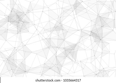 White background with points, lines and triangles polygonal mesh structure