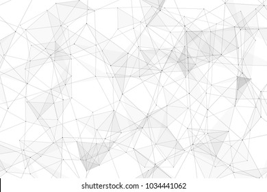 White background with points, lines and triangles polygonal mesh structure