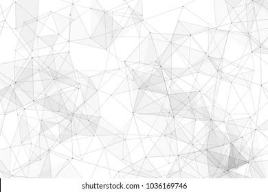 White background with points, lines and triangles polygonal mesh structure