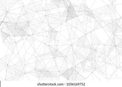 White background with points, lines and triangles polygonal mesh structure