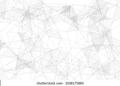White background with points, lines and triangles polygonal mesh structure
