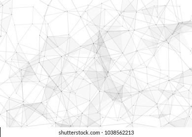 White background with points, lines and triangles polygonal mesh structure