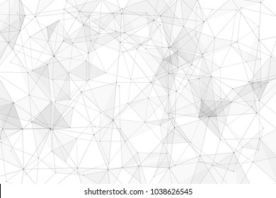 White background with points, lines and triangles polygonal mesh structure