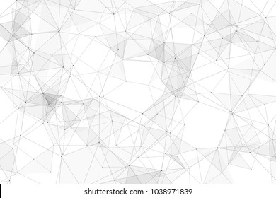 White background with points, lines and triangles polygonal mesh structure