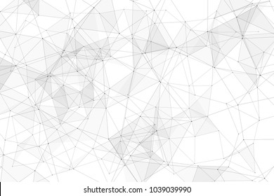 White background with points, lines and triangles polygonal mesh structure