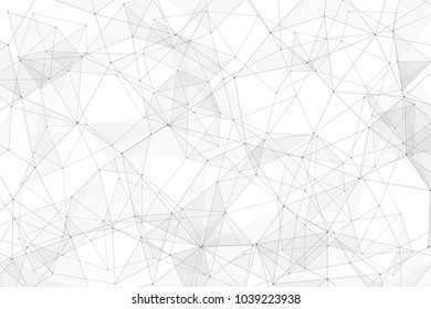 White background with points, lines and triangles polygonal mesh structure