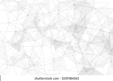 White background with points, lines and triangles polygonal mesh structure