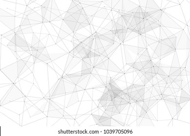 White background with points, lines and triangles polygonal mesh structure