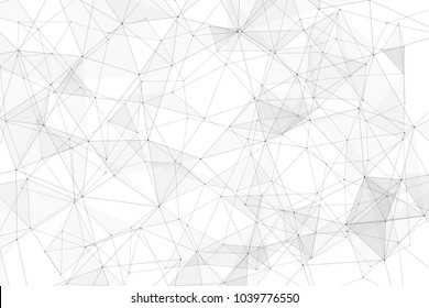 White background with points, lines and triangles polygonal mesh structure