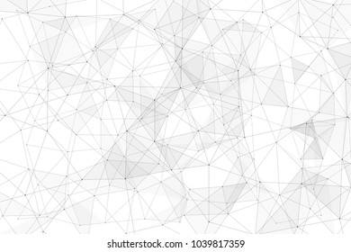 White background with points, lines and triangles polygonal mesh structure