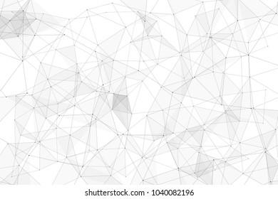 White background with points, lines and triangles polygonal mesh structure