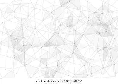 White background with points, lines and triangles polygonal mesh structure