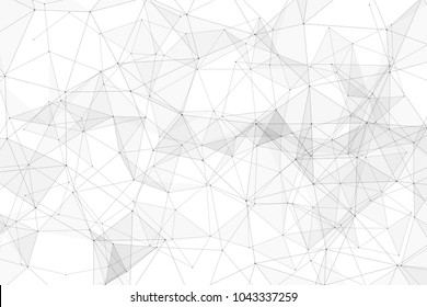 White background with points, lines and triangles polygonal mesh structure