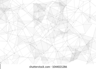 White background with points, lines and triangles polygonal mesh structure