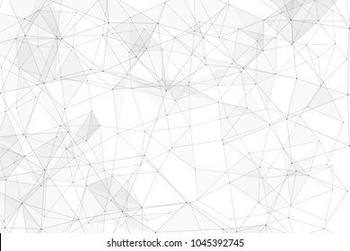 White background with points, lines and triangles polygonal mesh structure