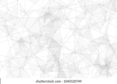 White background with points, lines and triangles polygonal mesh structure