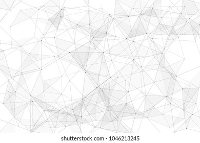 White background with points, lines and triangles polygonal mesh structure