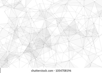 White background with points, lines and triangles polygonal mesh structure