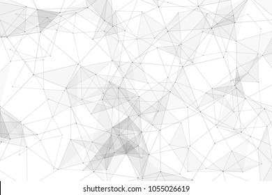 White background with points, lines and triangles polygonal mesh structure