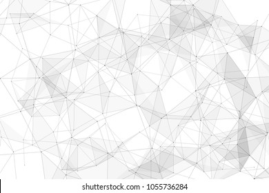 White background with points, lines and triangles polygonal mesh structure