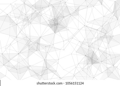 White background with points, lines and triangles polygonal mesh structure
