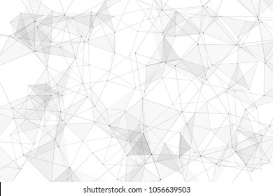 White background with points, lines and triangles polygonal mesh structure