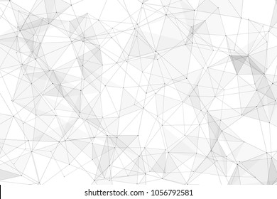 White background with points, lines and triangles polygonal mesh structure