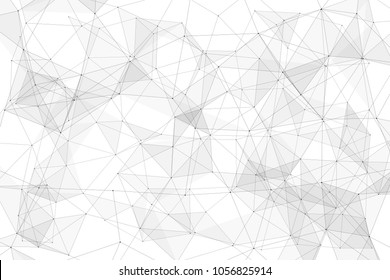 White background with points, lines and triangles polygonal mesh structure