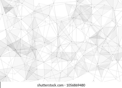 White background with points, lines and triangles polygonal mesh structure