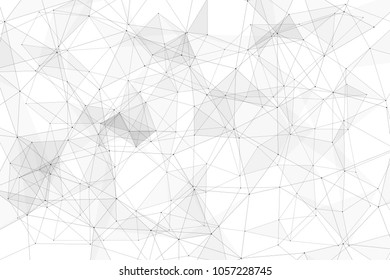 White background with points, lines and triangles polygonal mesh structure