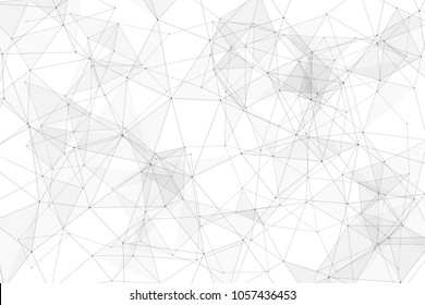White background with points, lines and triangles polygonal mesh structure