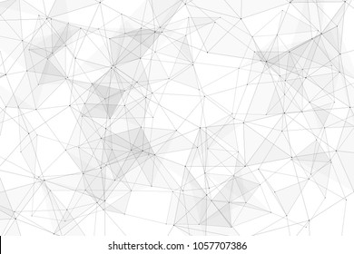 White background with points, lines and triangles polygonal mesh structure