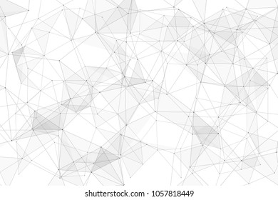 White background with points, lines and triangles polygonal mesh structure