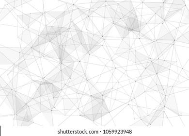 White background with points, lines and triangles polygonal mesh structure