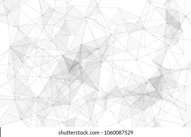 White background with points, lines and triangles polygonal mesh structure