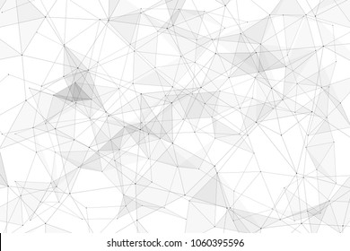 White background with points, lines and triangles polygonal mesh structure