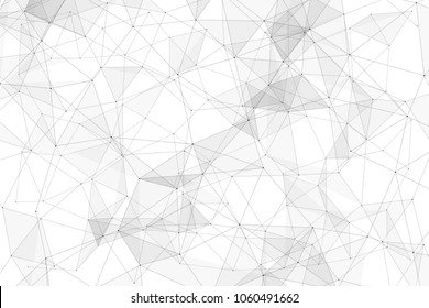 White background with points, lines and triangles polygonal mesh structure