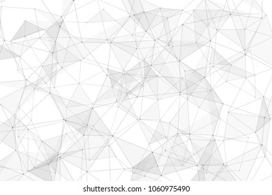 White background with points, lines and triangles polygonal mesh structure