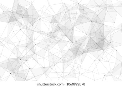 White background with points, lines and triangles polygonal mesh structure