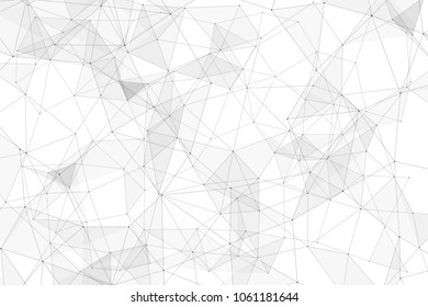 White background with points, lines and triangles polygonal mesh structure