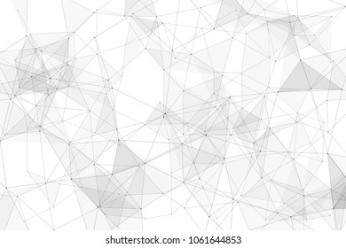 White background with points, lines and triangles polygonal mesh structure