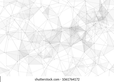 White background with points, lines and triangles polygonal mesh structure